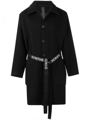 Однобортное пальто с поясом Odeur. Цвет: черный