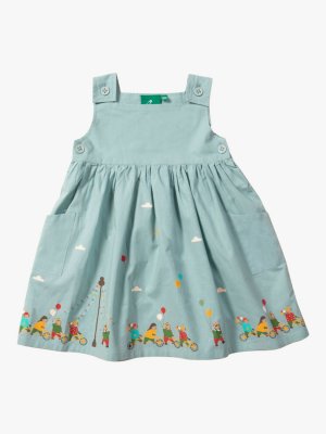 Платье для малышей из органического хлопка с принтом на подоле, цвет Утиное яйцо, синий/разноцветный Little Green Radicals