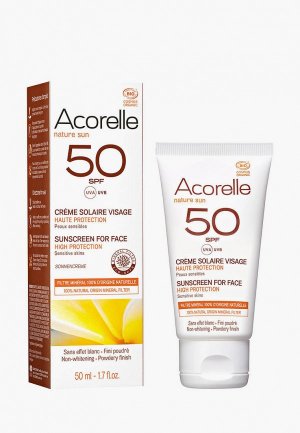 Крем солнцезащитный Acorelle для лица SPF 50, 50 мл. Цвет: белый