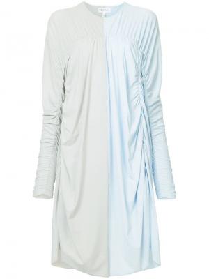 Платье с длинными рукавами дизайна колор-блок Paskal. Цвет: синий