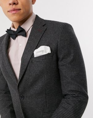 Черный атласный галстук-бабочка и белый платок для нагрудного кармана Wedding-Черный цвет ASOS DESIGN