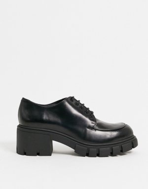 Черные кожаные туфли на шнуровке -Черный Chio