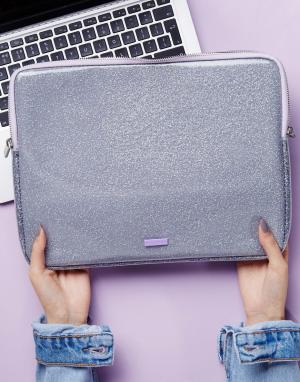 Серебристый чехол для ноутбука с блестками Skinnydip. Цвет: мульти