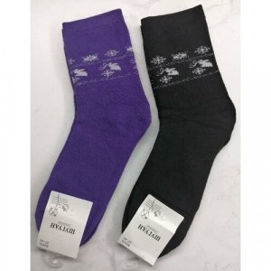 Носки, 100 den, 2 пары, размер 37/40, фиолетовый, черный ШУГУАН. Цвет: фиолетовый/черный