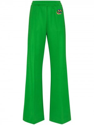 Спортивные брюки с вышитым логотипом Gucci. Цвет: зеленый
