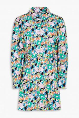 Платье-рубашка мини из хлопка Tara со сборками и цветочным принтом , многоцветный Walter Baker