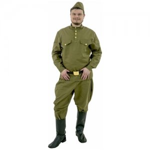 Комплект мужской военной формы Гимнастерка с брюками-галифе, пилоткой и поясом на рост 182 размер 56-58 Вестифика. Цвет: хаки