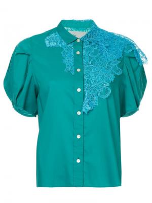 Кружевная блузка Kolor. Цвет: зеленый