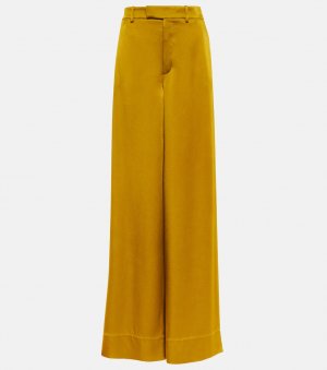 Широкие креповые брюки с высокой посадкой SAINT LAURENT, желтый Laurent