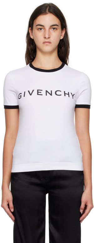 Белая футболка узкого кроя от Givenchy