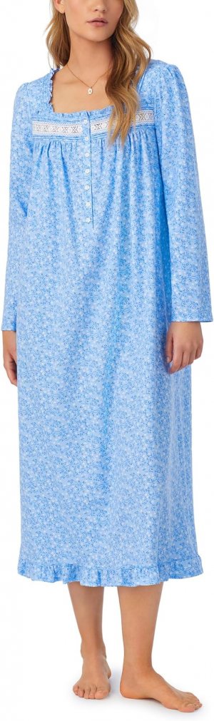 Длинное платье из хлопкового джерси с длинными рукавами , цвет Blue Viney Floral Eileen West