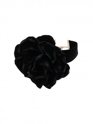 Колье-чокер с цветком Saint Laurent. Цвет: черный