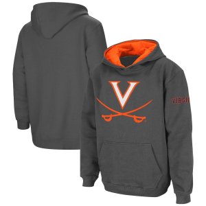 Темно-серый пуловер с капюшоном Virginia Cavaliers большим логотипом Unbranded