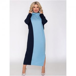 Платье With Street Кенни2 oversize/свободное/макси/офис/повседневное/большие размеры/т.синий/голубой/трикотаж. Цвет: голубой/синий
