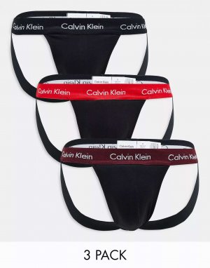 Три комплекта спортивных трусов с цветным поясом черного цвета Calvin Klein