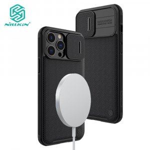 Магнитный чехол Nillkin текстура Pro для iPhone 13 Pro, противоударный из нейлонового волокна с выдвижной камерой, защита конфиденциальности