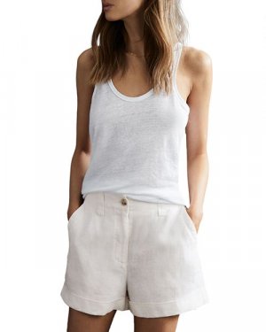 Льняные шорты Demi, окрашенные в готовой одежде REISS, цвет White Reiss