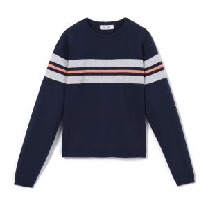 Пуловер в полоску, из тонкого трикотажа 10-16 лет La Redoute Collections. Цвет: синий морской