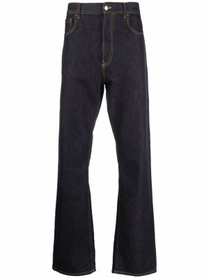 Прямые джинсы с логотипом Moncler. Цвет: синий