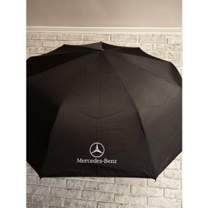 Зонт , автомат, 3 сложения, купол 100 см, 9 спиц, чехол в комплекте, черный Mercedes-Benz. Цвет: черный