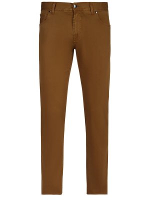 Хлопковые брюки CESARE ATTOLINI. Цвет: коричневый