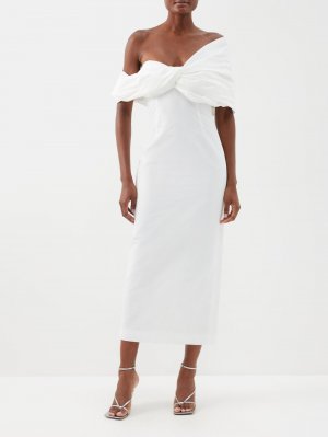 Платье миди из тафты с открытыми плечами , белый Rosie Assoulin