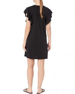 Платье Flutter Sleeve V-Neck Dress, черный Lilla P