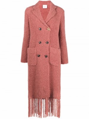 Двубортное пальто с бахромой Alysi. Цвет: розовый