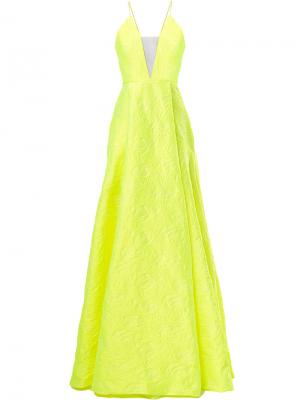 Парчовое вечернее платье Fluoro Alex Perry. Цвет: жёлтый и оранжевый