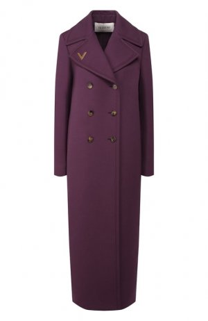 Шерстяное пальто Valentino. Цвет: фиолетовый
