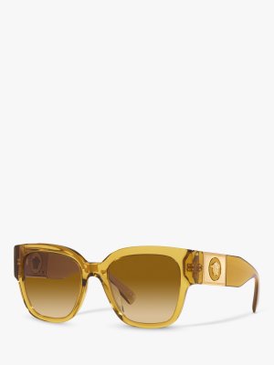 VE4437U Женские солнцезащитные очки-подушка, прозрачные медово-коричневые с градиентом Versace