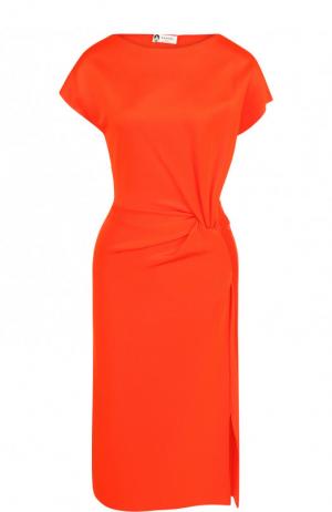 Однотонное платье-миди с разрезом Lanvin. Цвет: оранжевый