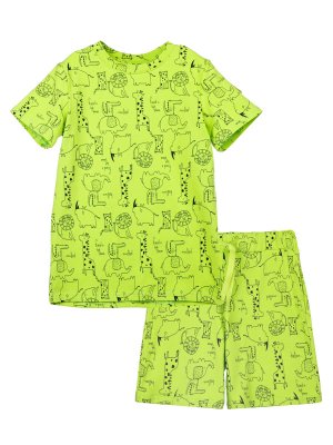 Комплект трикотажный фуфайка футболка шорты пояс PLAYTODAY. Цвет: зеленый,черный