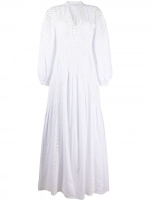 Платье с длинными рукавами и вышивкой Alberta Ferretti. Цвет: белый