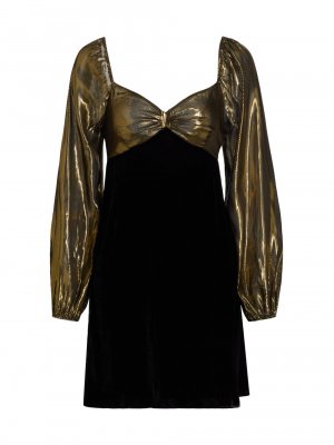 Коктейльное платье Paris из металлика и бархата , золотой Rixo