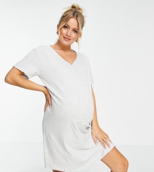 Серая меланжевая ночная сорочка из органического хлопка для кормящих мам с застежкой на пуговицы Lina-Серый Lindex