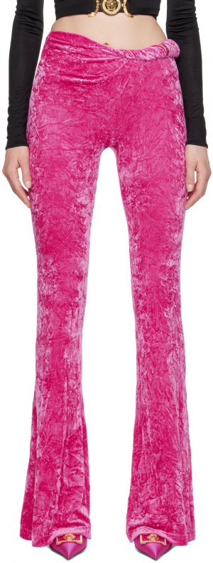 Розовые брюки-клеш с подвернутыми лацканами Versace