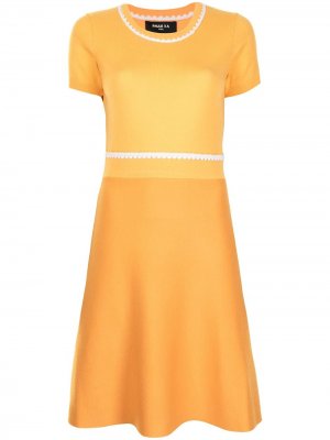 Трикотажное платье с контрастной строчкой Paule Ka. Цвет: оранжевый