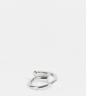 Серебристое массивное кольцо с минималистичным дизайном Designb London Curve-Серебристый Curve
