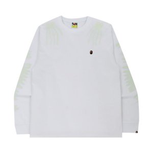 Лонгслив BAPE Halloween Skull Glow In Dark Long-Sleeve Tee 'White', белый