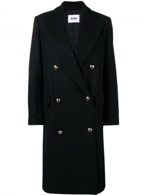 Удлиненное пальто строгого кроя MSGM. Цвет: черный