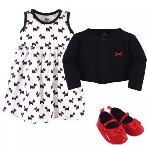 Baby Girl Хлопковое платье, кардиган и обувь, комплект из 3 предметов, Scottie Dog Hudson