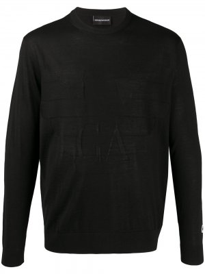 Пуловер с логотипом Emporio Armani. Цвет: черный