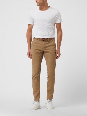 Узкие брюки чиносы с поясом , коричневый Tom Tailor