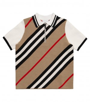 Рубашка-поло из смесовой шерсти icon stripe , бежевый Burberry