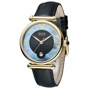 Наручные часы Quartz 8000.700.22.85.15, золотой, черный Epos. Цвет: синий/черный/золотистый
