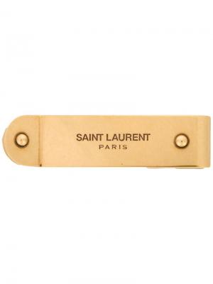 Зажим для денег с логотипом Saint Laurent. Цвет: золотистый