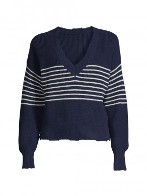 Хлопковый пуловер в полоску с эффектом потертости Lea , нави 525 America