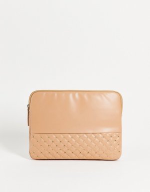 Светло-коричневая сумка для ноутбука с заклепками -Коричневый цвет Miss Selfridge