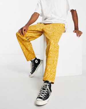 Желтые парусиновые штаны с принтом и нашивкой -Желтый Santa Cruz